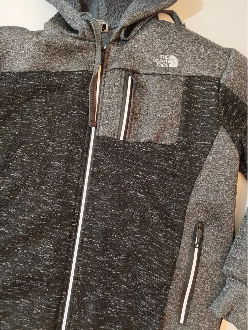 North Face Fleece Jacket Mens Black/ Grey Size Large